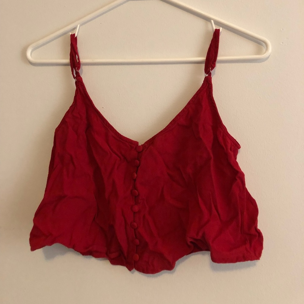 Red cropped tank top